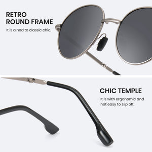 Cyxus Round Polarized UV 400 Protection Foldable Sunglasses 1018