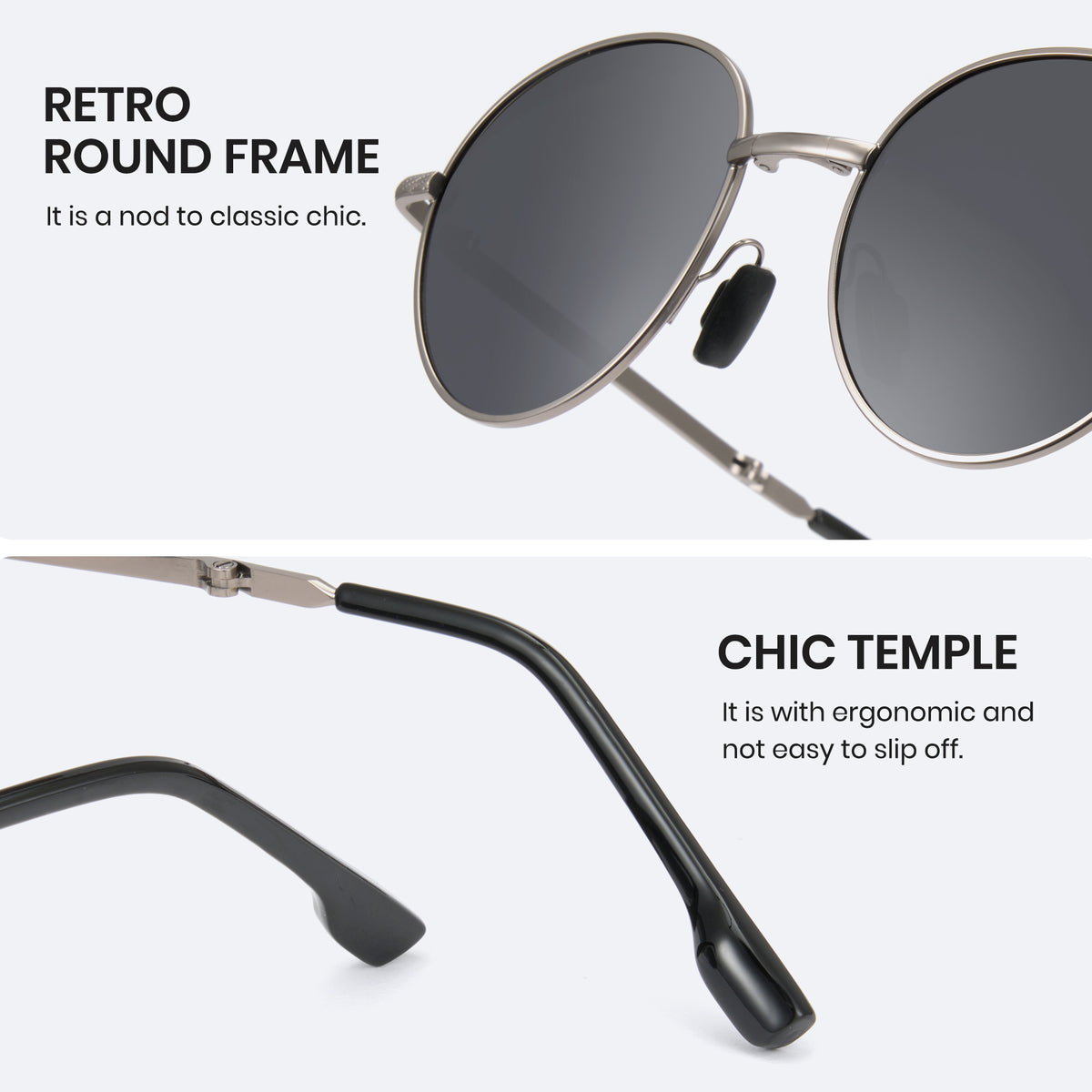 Cyxus Round Polarized UV 400 Protection Foldable Sunglasses 1018