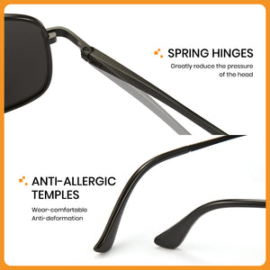 Sunglasses with spring hinges and anti-allergic temples on a white background