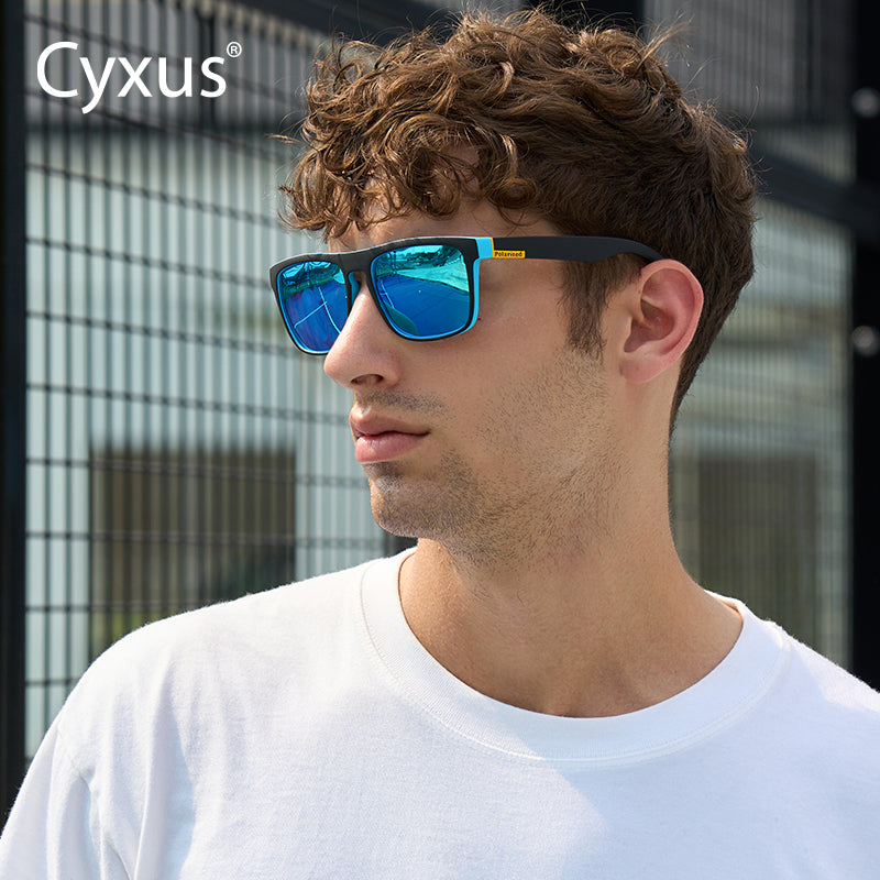男性用のCyxus偏光サングラス軽量フレームUV400保護四角いサングラス サブ画像