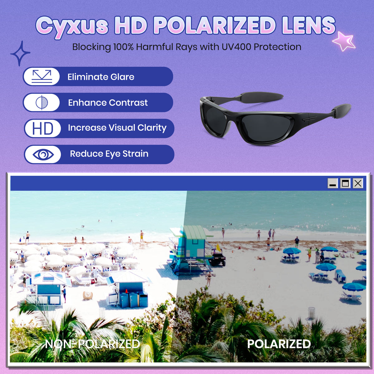 Y2K Style Retro Futuristic Sports Wrapround Polarized Sunglasses 1088