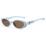 Retro Oval Cat Eye Sunglasses for Women Y2k Trendy Narrow Sunnies Designer SunGlasses 1234