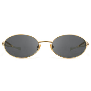 1343 gold oval sunglasses black lenses non-polarized AC lens metal frame vintage retro daily shades