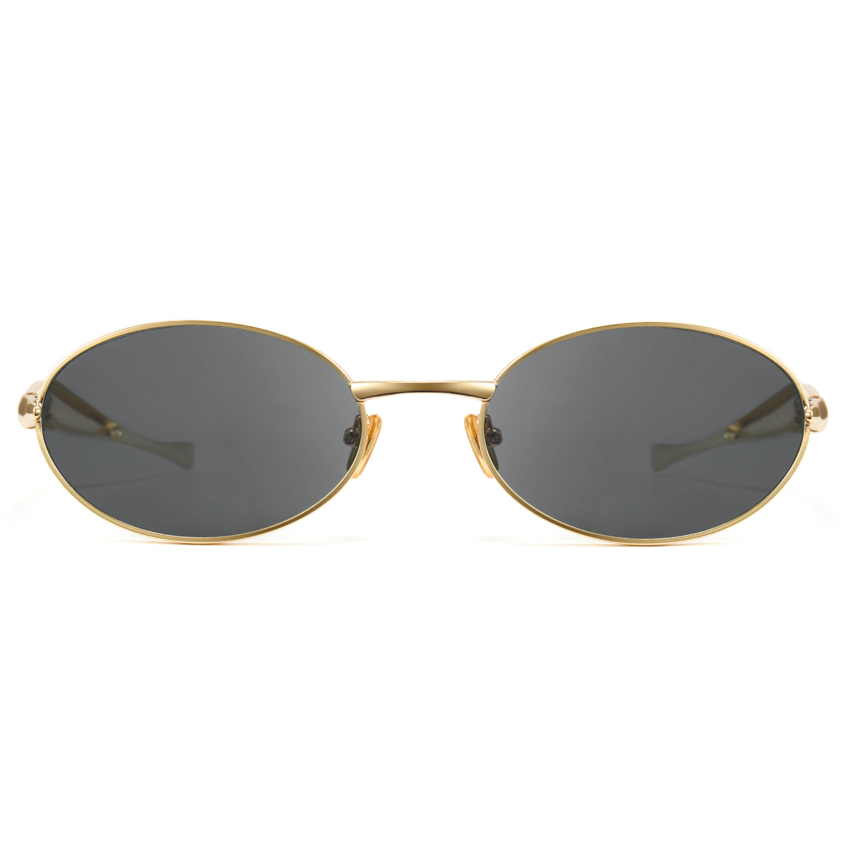 1343 gold oval sunglasses black lenses non-polarized AC lens metal frame vintage retro daily shades