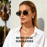 1343 gold oval sunglasses black lenses non-polarized AC lens metal frame vintage retro daily shades