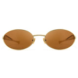 1343 gold oval sunglasses brown tea lenses non-polarized AC lens metal frame vintage retro daily shades