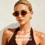 1343 gold oval sunglasses brown tea lenses non-polarized AC lens metal frame vintage retro daily shades