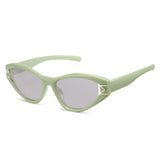 1360 green cat eye sunglasses light grey lenses non-polarized PC frame lightweight daily casual weekend shades