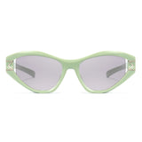 1360 green cat eye sunglasses light grey lenses non-polarized PC frame lightweight daily casual weekend shades