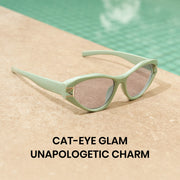 Women's Green Cat Eye Sunglasses -1360