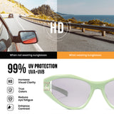 1360 green cat eye sunglasses light grey lenses non-polarized PC frame lightweight daily casual weekend shades