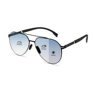 Photochromic Double Bridge Aviator Sunglasses – 1396