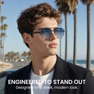 Photochromic Double Bridge Aviator Sunglasses – 1396