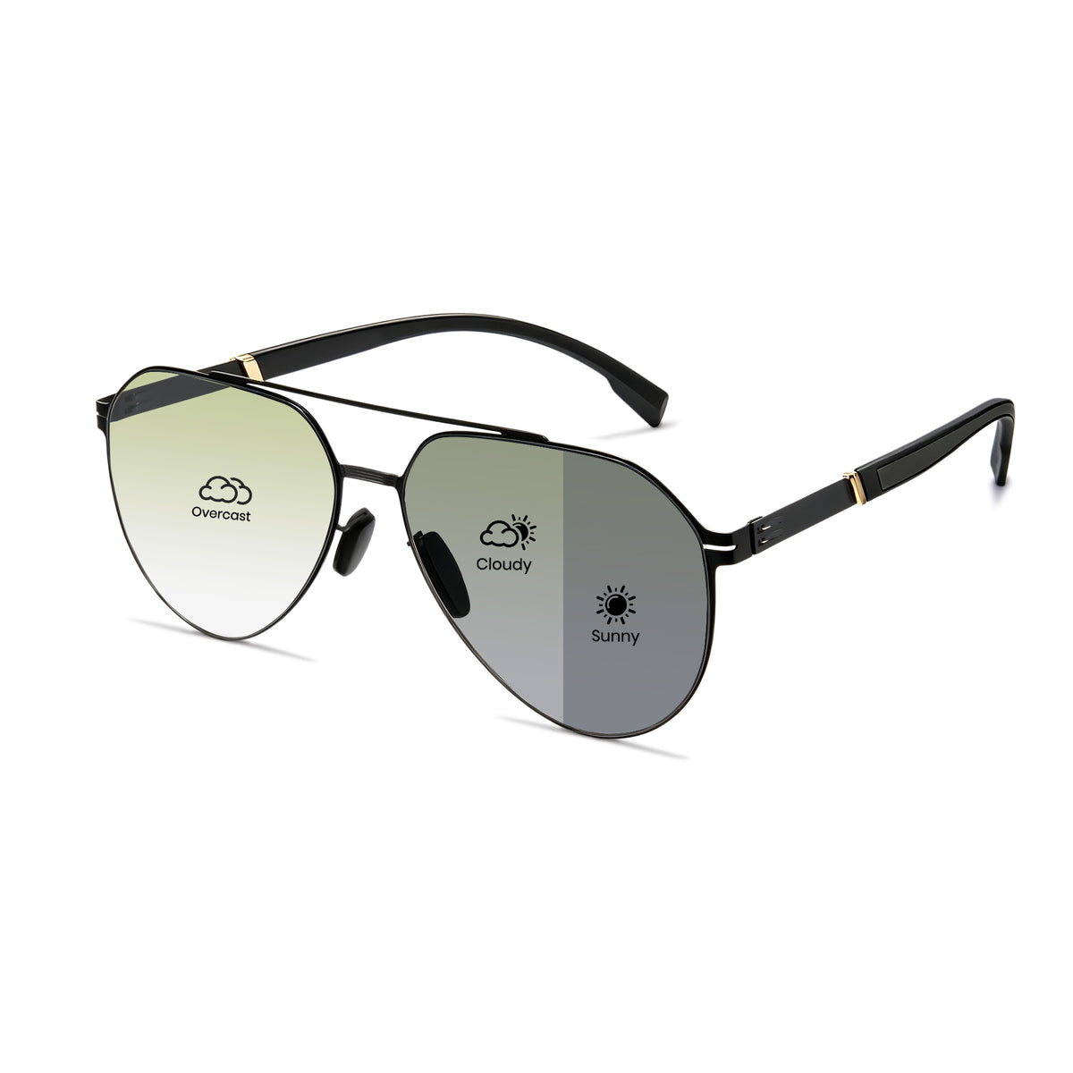 Photochromic Double Bridge Aviator Sunglasses – 1396