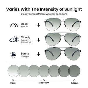Photochromic Double Bridge Aviator Sunglasses – 1396