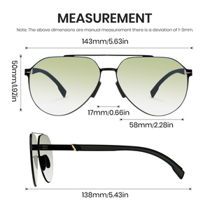 Photochromic Double Bridge Aviator Sunglasses – 1396