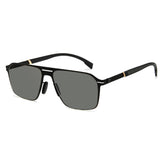 Men double bridge photochromic sunglasses matte black metal frame yellow photochromic lens, 21.1g ultra‑light no‑screw spring hinge no‑pinch fit