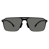Men double bridge photochromic sunglasses matte black metal frame yellow photochromic lens, 21.1g ultra‑light no‑screw spring hinge no‑pinch fit