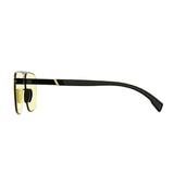 Men double bridge photochromic sunglasses matte black metal frame yellow photochromic lens, 21.1g ultra‑light no‑screw spring hinge no‑pinch fit