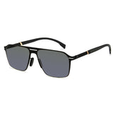 Men double bridge photochromic sunglasses matte black metal frame grey photochromic lens, 21.1g ultra‑light no‑screw spring hinge no‑pinch fit