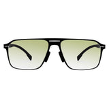 Men double bridge photochromic sunglasses matte black metal frame grey photochromic lens, 21.1g ultra‑light no‑screw spring hinge no‑pinch fit