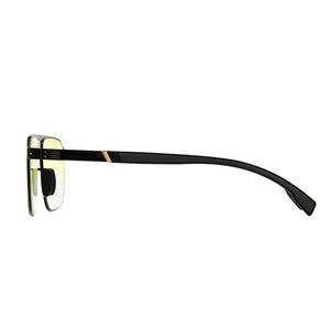 Men double bridge photochromic sunglasses matte black metal frame grey photochromic lens, 21.1g ultra‑light no‑screw spring hinge no‑pinch fit