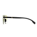 Men double bridge photochromic sunglasses matte black metal frame grey photochromic lens, 21.1g ultra‑light no‑screw spring hinge no‑pinch fit
