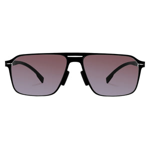 Men double bridge photochromic sunglasses matte black metal frame champagne photochromic lens, 21.1g ultra‑light no‑screw spring hinge no‑pinch fit