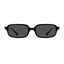 Glossy black square sunglasses, grey non-polarized lens, lightweight PC frame