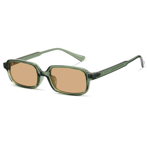Transparent green-tea square sunglasses, tea lens, non-polarized shades