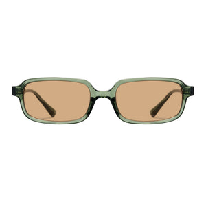 Transparent green-tea square sunglasses, tea lens, non-polarized shades