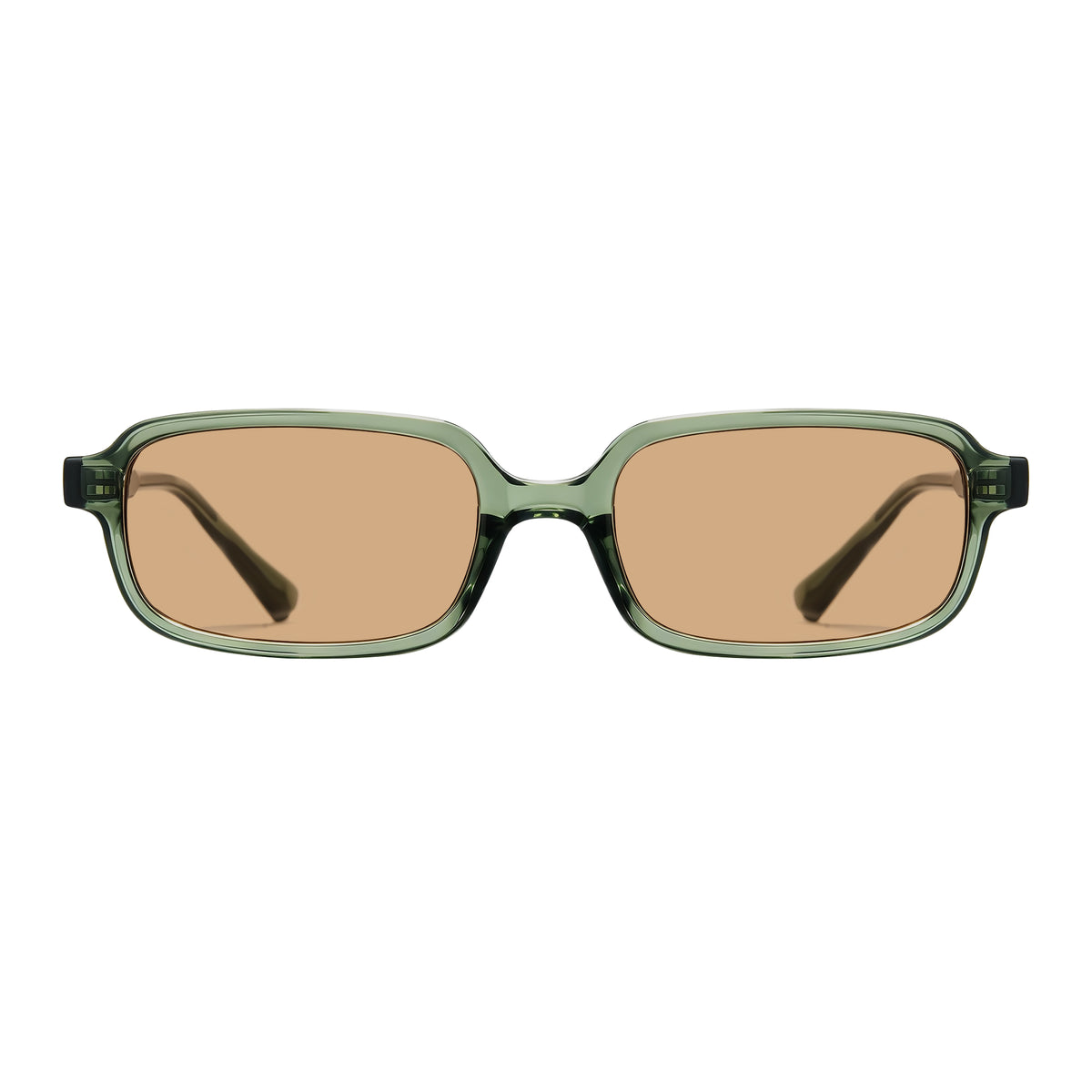 Transparent green-tea square sunglasses, tea lens, non-polarized shades