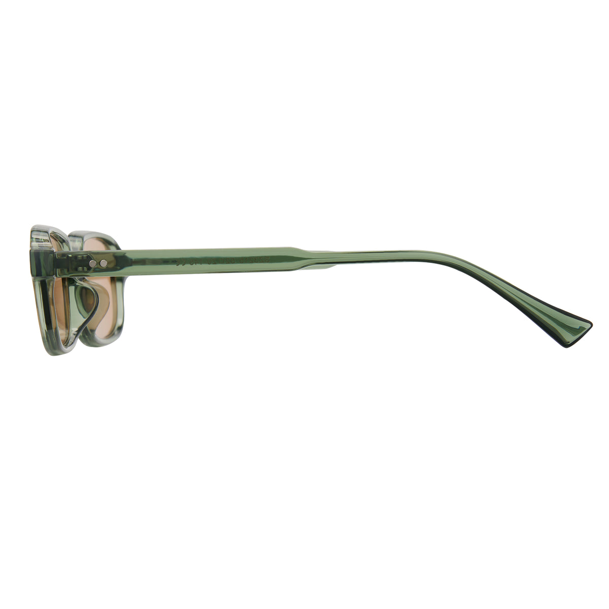 Transparent green-tea square sunglasses, tea lens, non-polarized shades