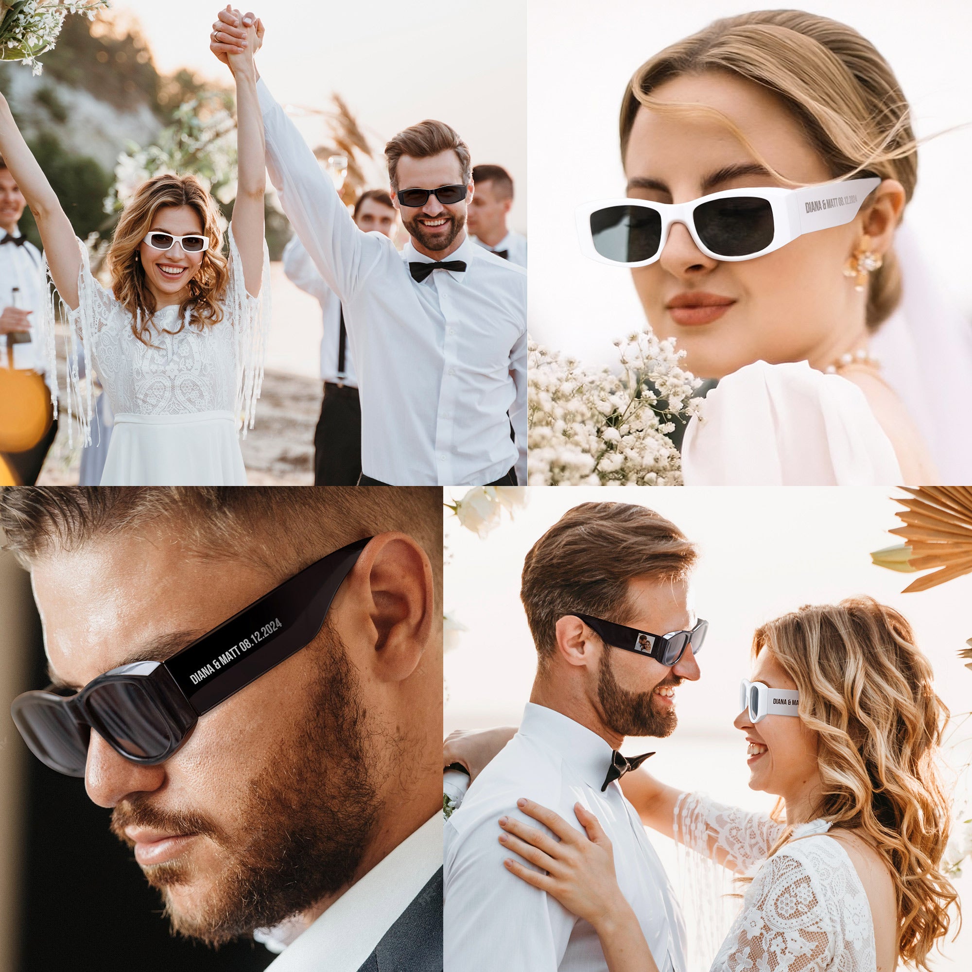 Cyxus personnalisés de lunettes de soleil personnalisées UV400 Protection pour le mariage Anniversary Party 1550 Image secondaire du produit