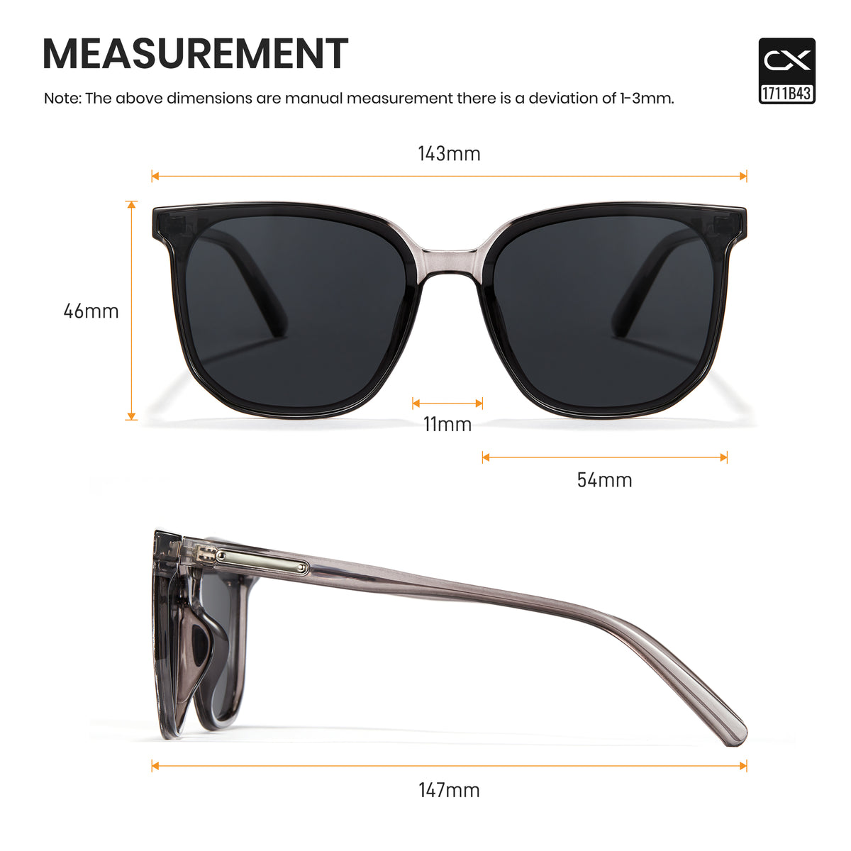 Cyxus Square UV400 Protection Polarized Sunglasses 1711