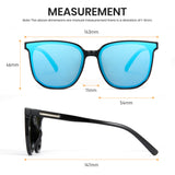 Cyxus Sunglasses with measurements on a white background