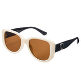 1342 womens oversized square beige sunglasses brown lenses korean minimalist style non-polarized AC lens