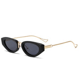 oval black gold sunglasses black lenses non-polarized PC frame metal temples daily commuting casual driving