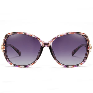 2024 Fashion Gradient Color Polarized Glasses.Gray Lens-Purple Floral Frame