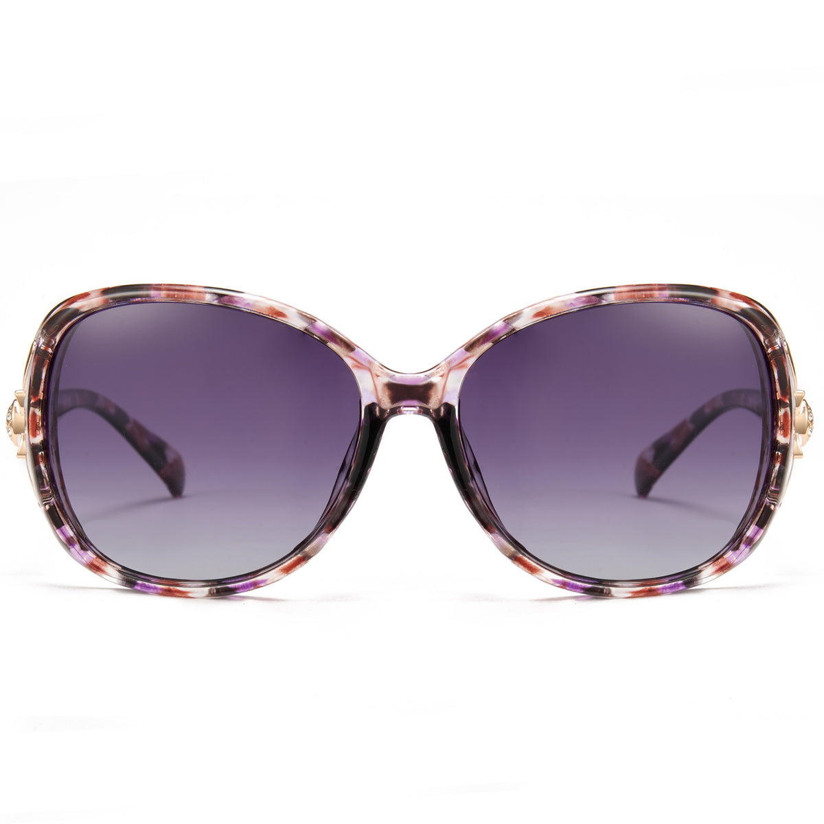 2024 Fashion Gradient Color Polarized Glasses.Gray Lens-Purple Floral Frame