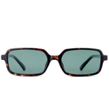Polarized sunglasses P1318 with tortoiseshell frame and dark lenses on a white background