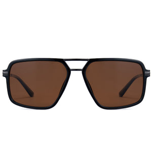 P1348 polarized double bridge sunglasses grey brown lenses korean minimalist style running fishing driving unisex