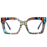 Cyxus Colorful Print Large Frame Hipster Computer Glasses 8308