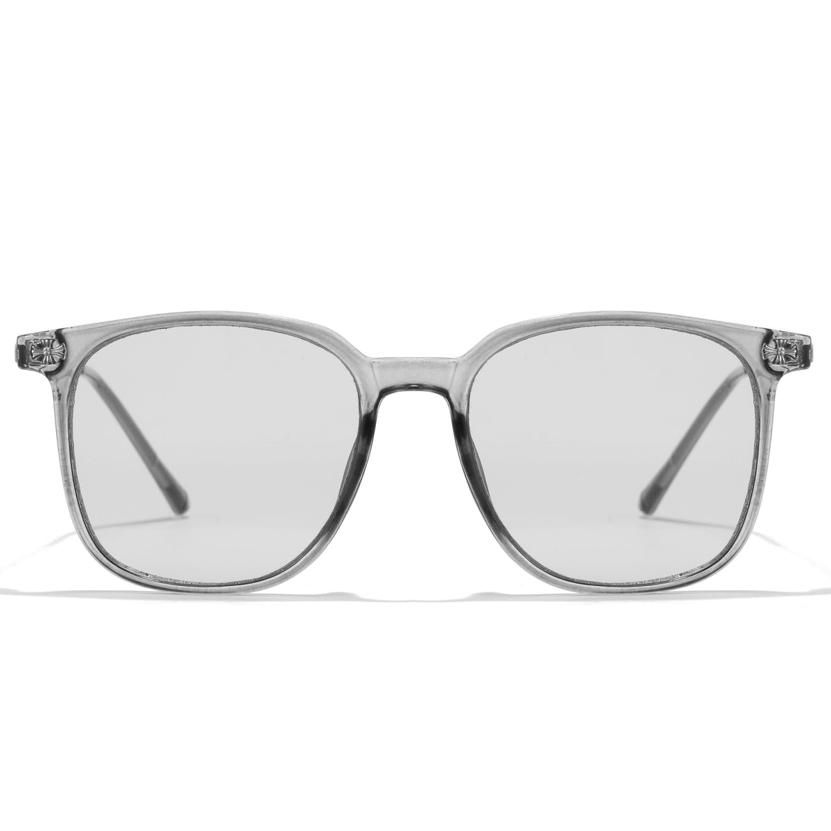1353 unisex grey large square sunglasses light grey lenses non-polarized PC frame metal temples daily casual commuting