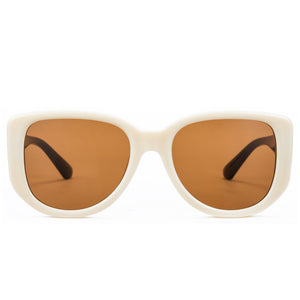 1342 womens oversized square beige sunglasses brown lenses korean minimalist style non-polarized AC lens