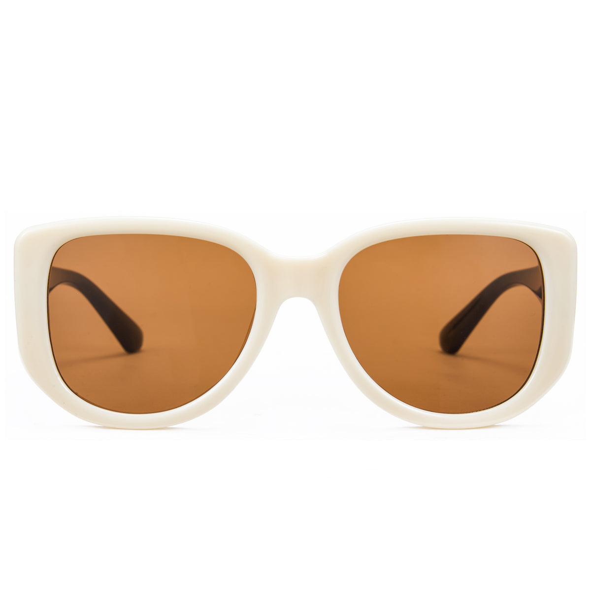 1342 womens oversized square beige sunglasses brown lenses korean minimalist style non-polarized AC lens