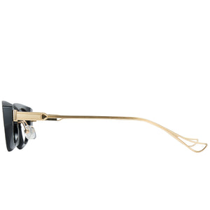 oval black gold sunglasses black lenses non-polarized PC frame metal temples daily commuting casual driving