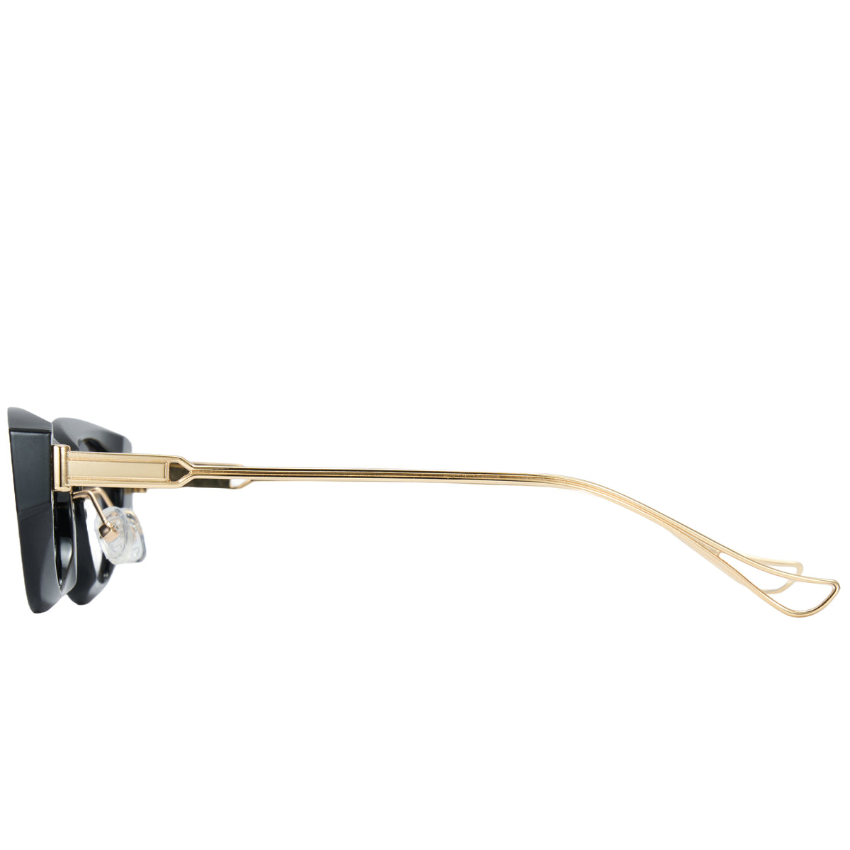 oval black gold sunglasses black lenses non-polarized PC frame metal temples daily commuting casual driving