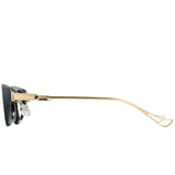 oval black gold sunglasses black lenses non-polarized PC frame metal temples daily commuting casual driving