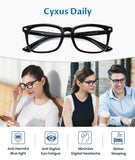 Cyxus Blaulichtfilter Brille Herren/Damen, Computer Laptop Gaming Brille, UV Schutzbrille gegen Kopfschmerzen, Klassisches Schwarzes Rahmendesign, Geschenke für Männer Frauen